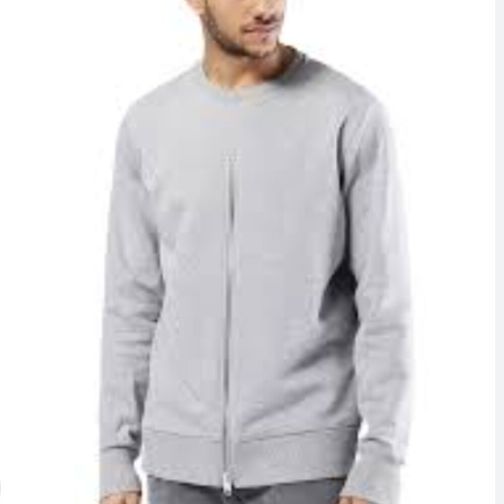 DIESEL S-EZRA Men's Front Zipper Moto Gray Crewneck Sweatshirt XL $259